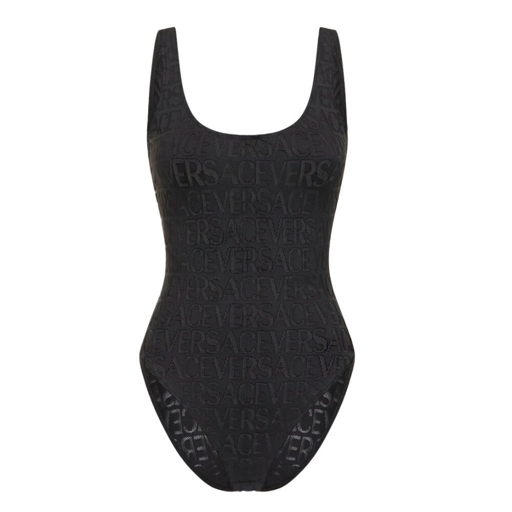 VERSACE BODYSUIT (ALL OVER LOGO - BLACK)